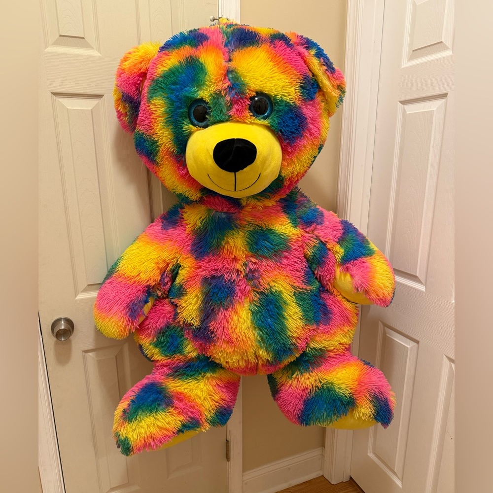 Bear, stuffed,Rainbow, tie-dye teddy bear huge 48 inch 4 foot rainbow bear